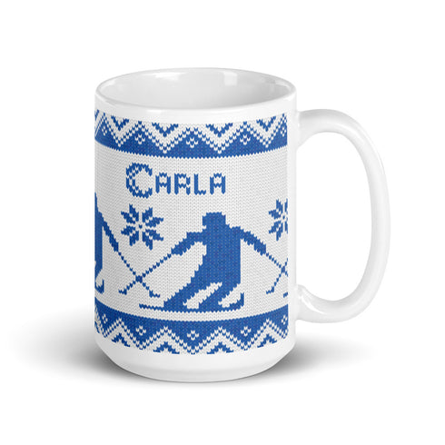 Nordic Skier Personalized Knitting Mug